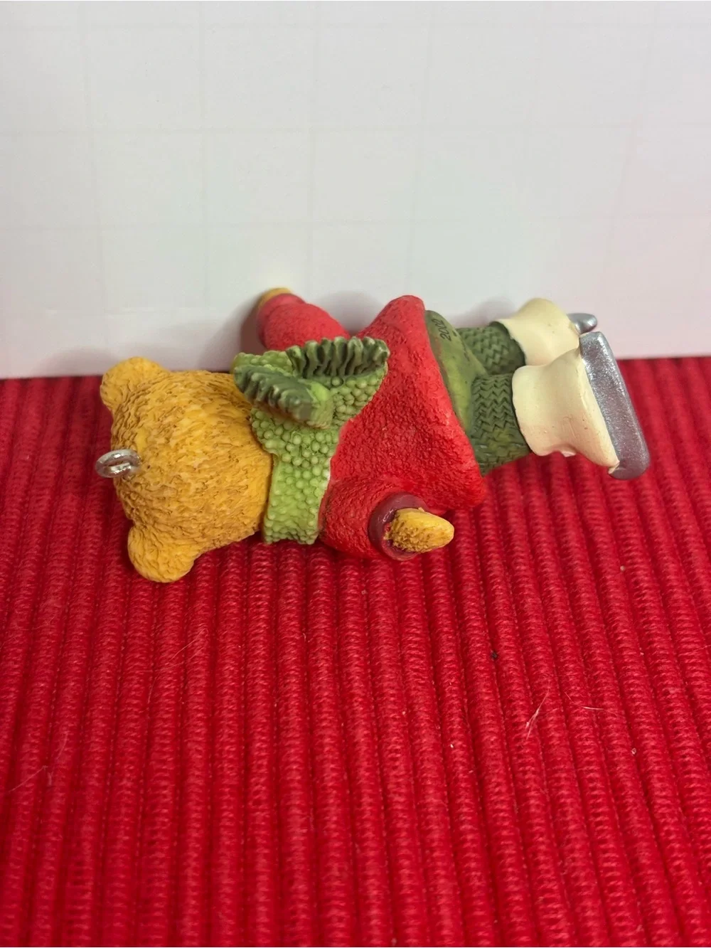 Hallmark Gracie Skates Bear Ornament - Red & Green